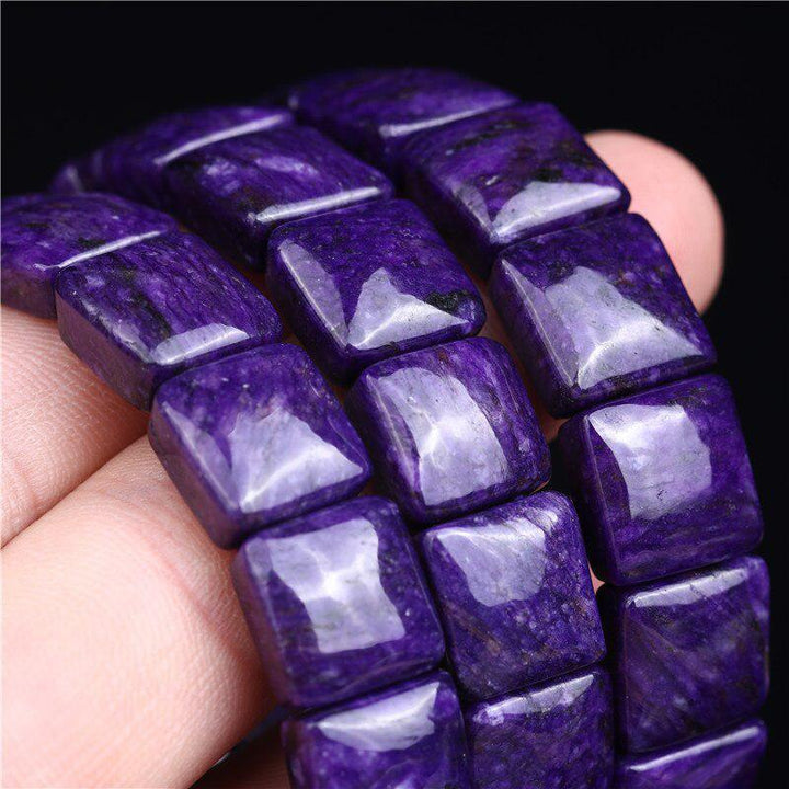 Natural Purple Charoite Rectangle Beads Bracelet