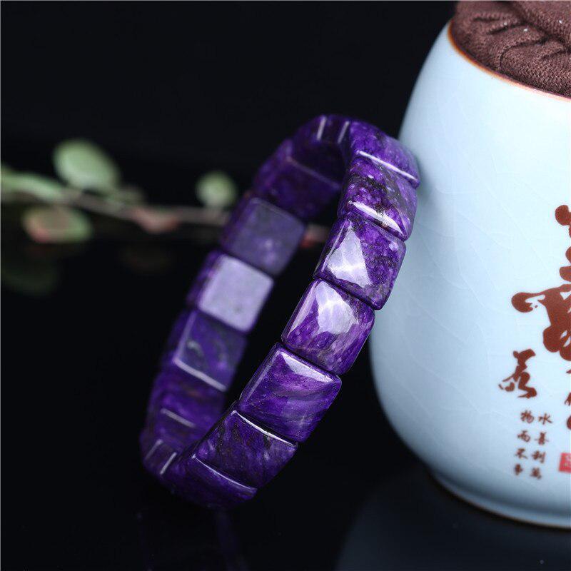 Natural Purple Charoite Rectangle Beads Bracelet