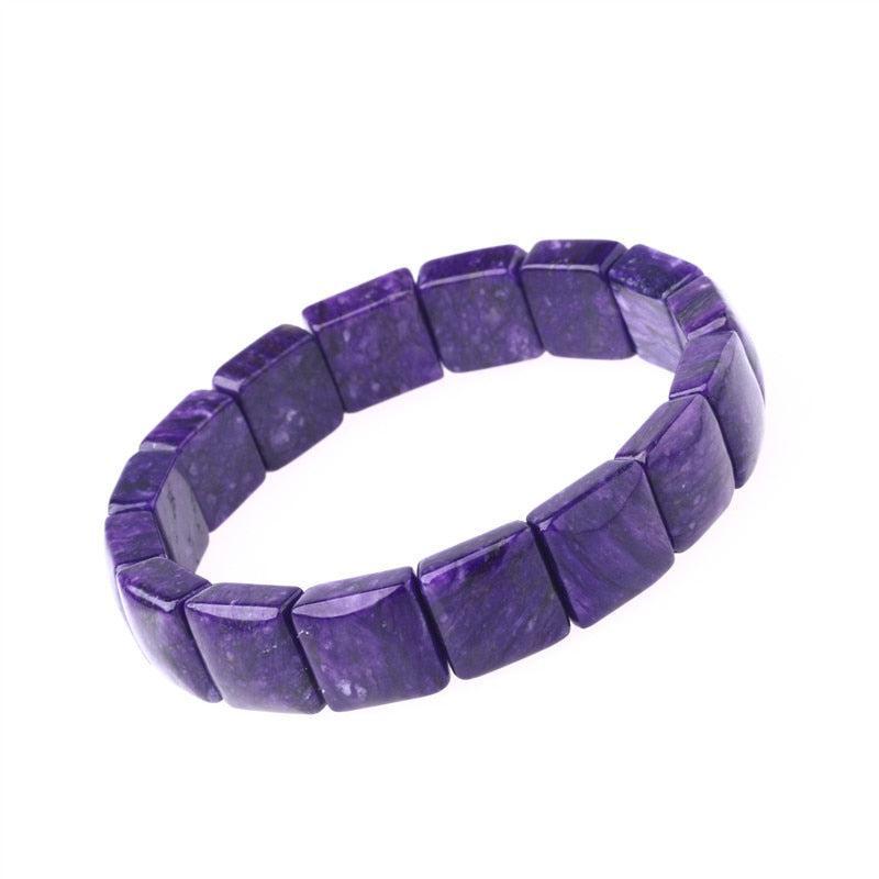 Natural Purple Charoite Rectangle Beads Bracelet