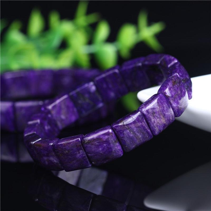 Natural Purple Charoite Rectangle Beads Bracelet