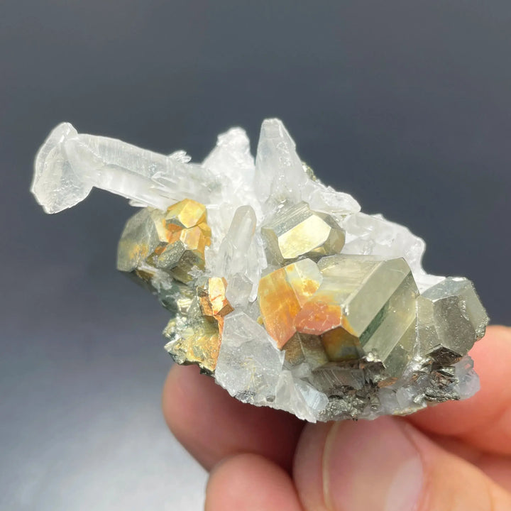 Natural Pyrite Chalcopyrite With Clear Quartz Crystals