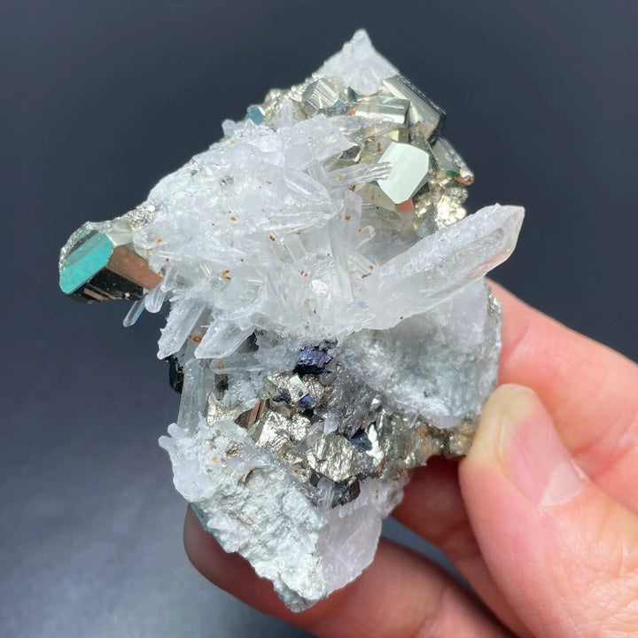 Natural Pyrite Chalcopyrite With Clear Quartz Crystals