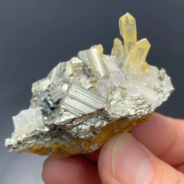 Natural Pyrite Chalcopyrite With Clear Quartz Crystals