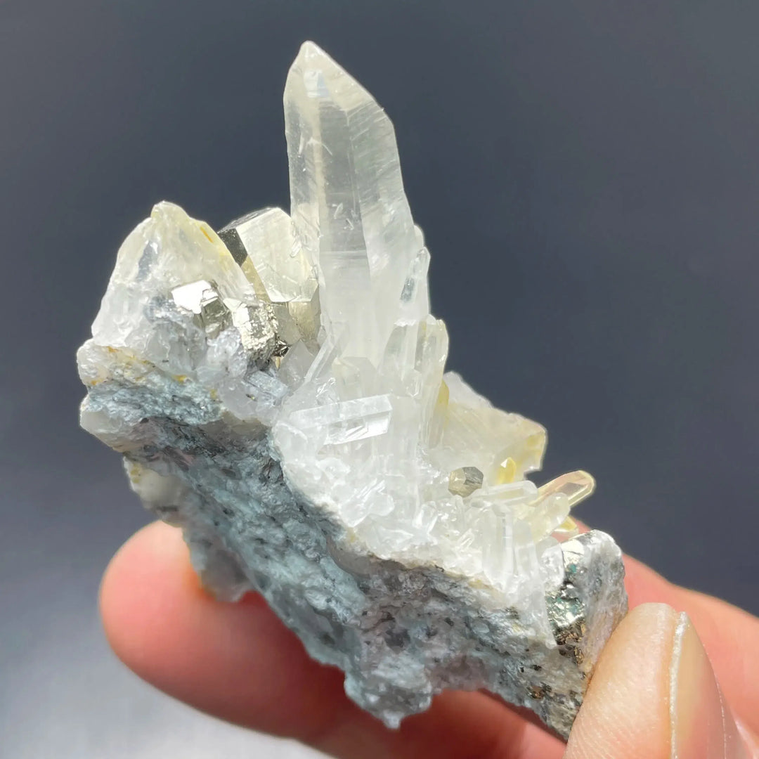 Natural Pyrite Chalcopyrite With Clear Quartz Crystals