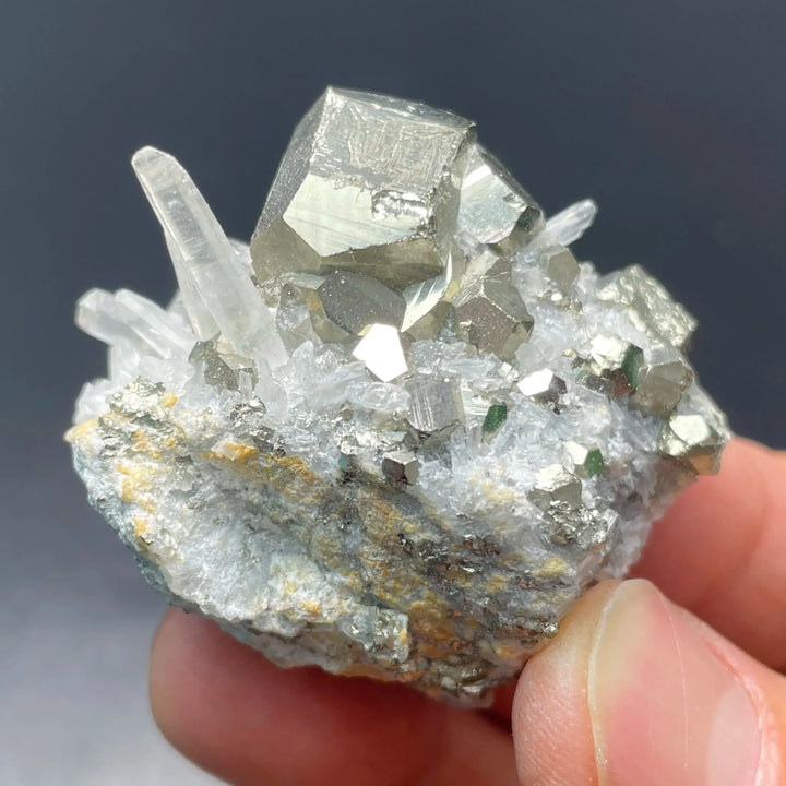 Natural Pyrite Chalcopyrite With Clear Quartz Crystals