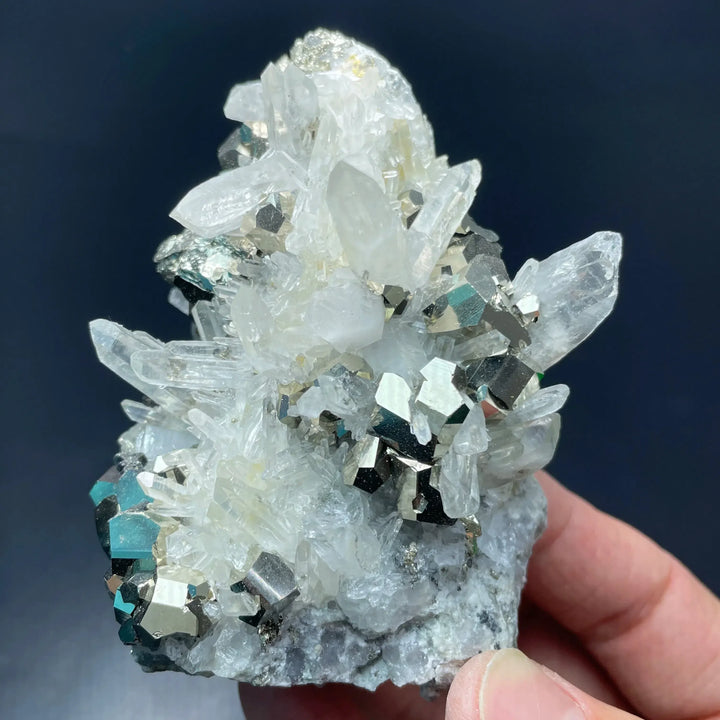 Natural Pyrite Chalcopyrite With Clear Quartz Crystals