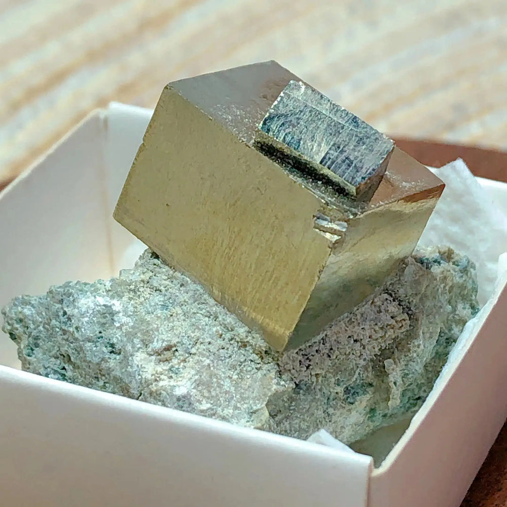 Natural Pyrite Raw Cube Specimen on Matrix