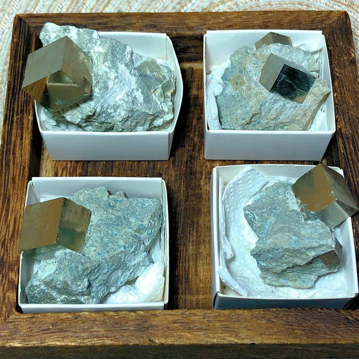 Natural Pyrite Raw Cube Specimen on Matrix