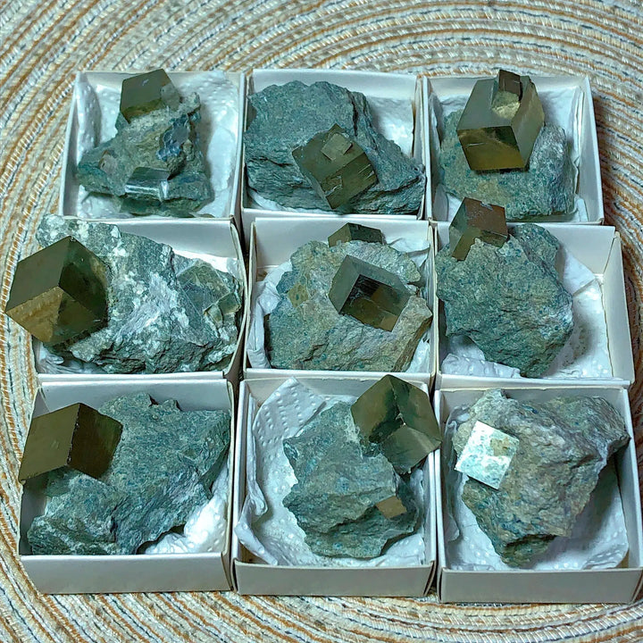 Natural Pyrite Raw Cube Specimen on Matrix