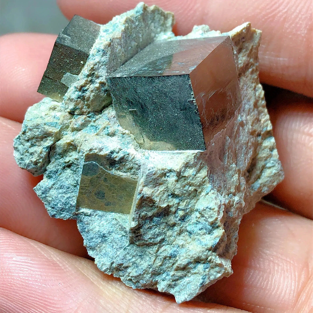 Natural Pyrite Raw Cube Specimen on Matrix