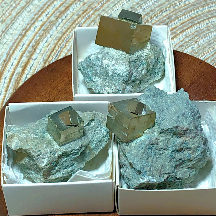 Natural Pyrite Raw Cube Specimen on Matrix