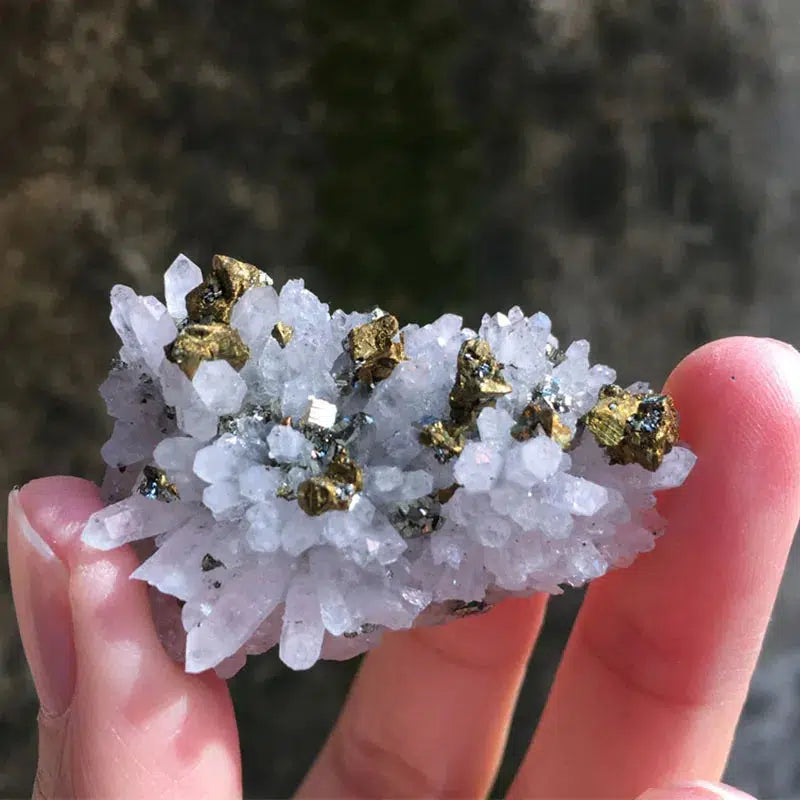 Natural Quartz With Chalcopyrite Cluster