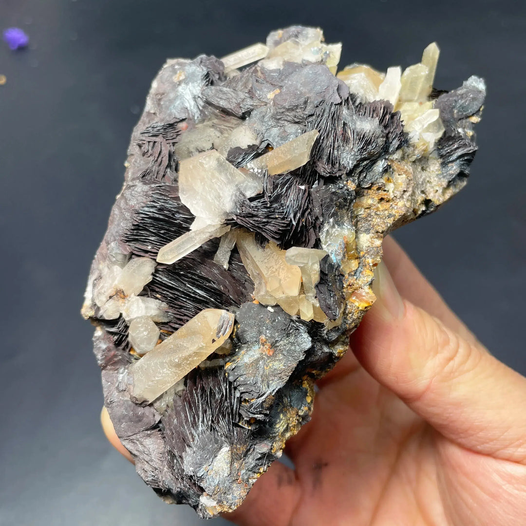 Natural Raw Specularite, Hematite, and Quartz Cluster