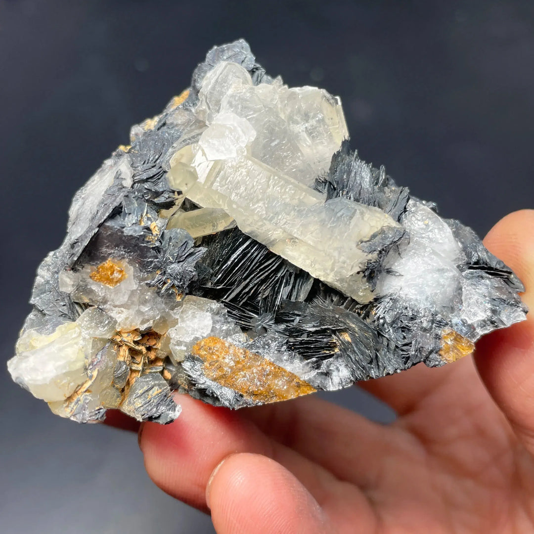 Natural Raw Specularite, Hematite, and Quartz Cluster