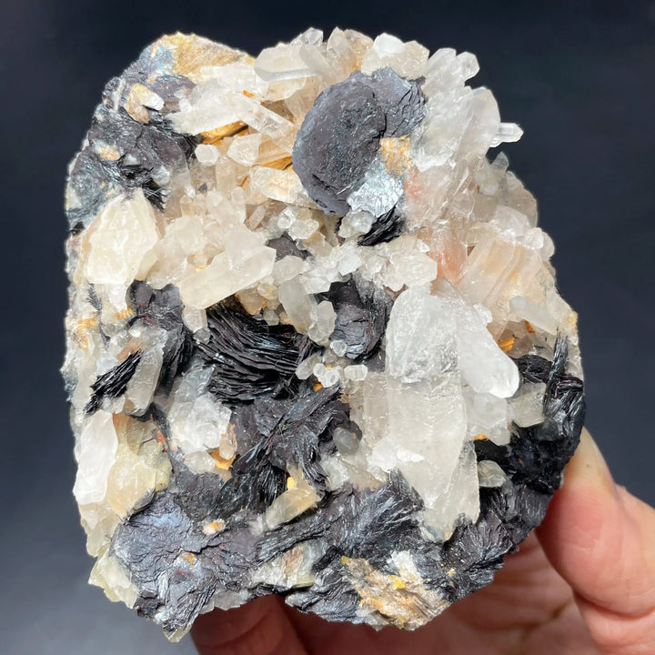 Natural Raw Specularite, Hematite, and Quartz Cluster