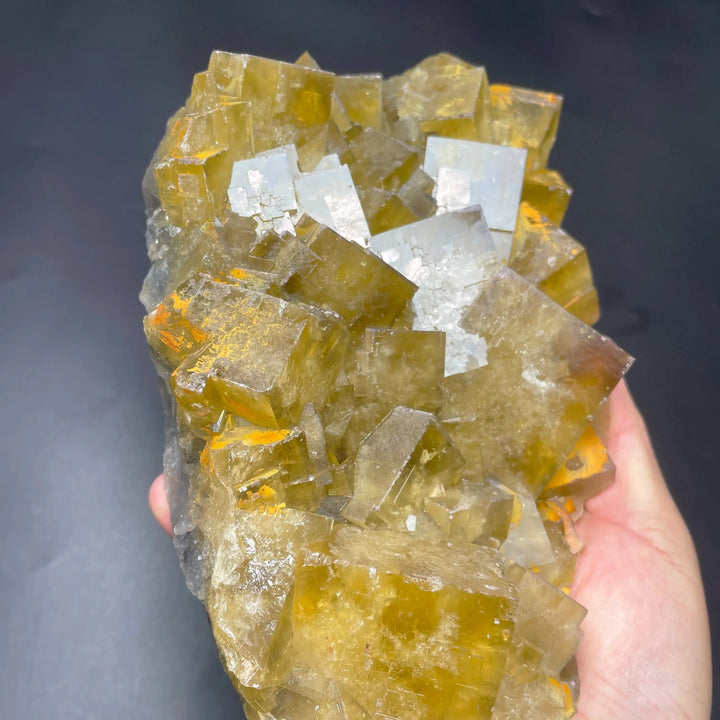 Natural Raw Yellow Fluorite Crystal Cluster