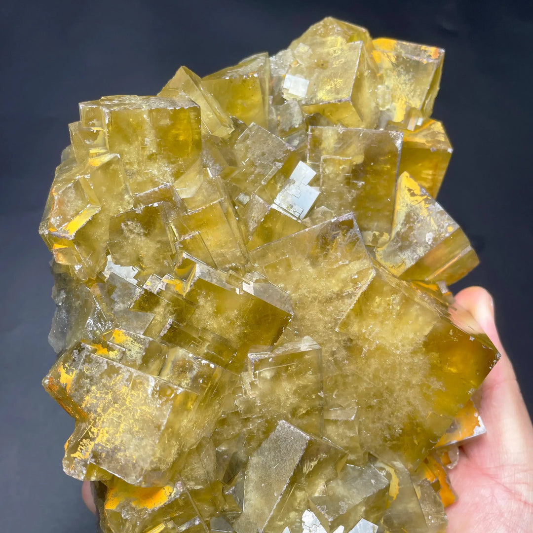 Natural Raw Yellow Fluorite Crystal Cluster