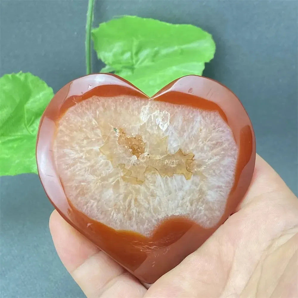 Natural Red Agate Geode Heart Shape Love Druze Heart Shape Home Decor Holiday Gift-Crystal Destiny-10 139g-Crystal Destiny