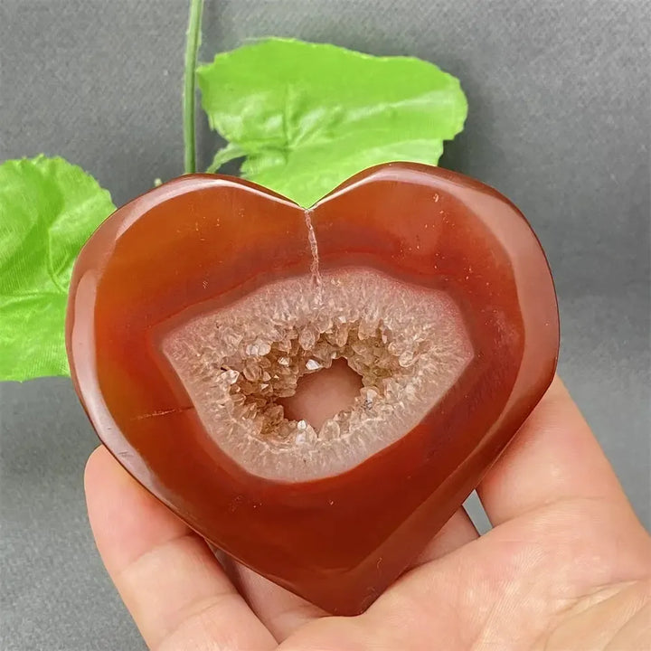 Natural Red Agate Geode Heart Shape Love Druze Heart Shape Home Decor Holiday Gift-Crystal Destiny-11 146g-Crystal Destiny