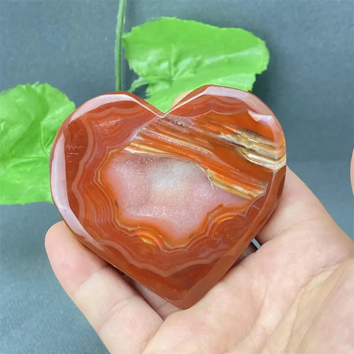 Natural Red Agate Geode Heart Shape Love Druze Heart Shape Home Decor Holiday Gift-Crystal Destiny-15 125g-Crystal Destiny
