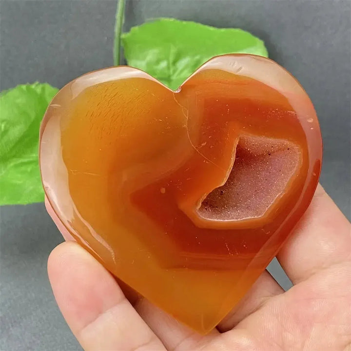 Natural Red Agate Geode Heart Shape Love Druze Heart Shape Home Decor Holiday Gift-Crystal Destiny-19 119g-Crystal Destiny