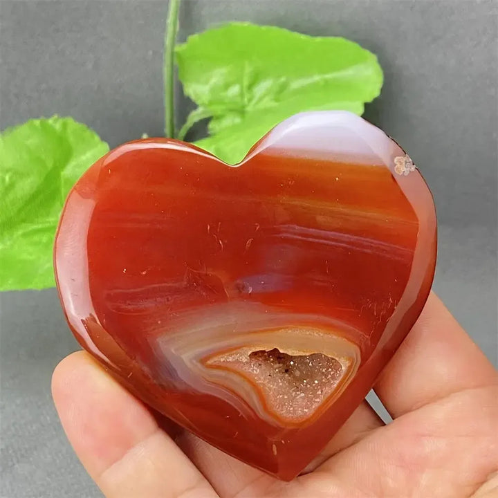 Natural Red Agate Geode Heart Shape Love Druze Heart Shape Home Decor Holiday Gift-Crystal Destiny-20 119g-Crystal Destiny