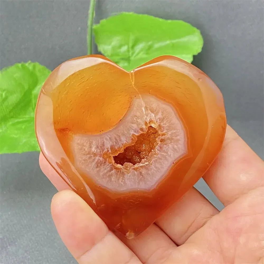 Natural Red Agate Geode Heart Shape Love Druze Heart Shape Home Decor Holiday Gift-Crystal Destiny-22 112g-Crystal Destiny