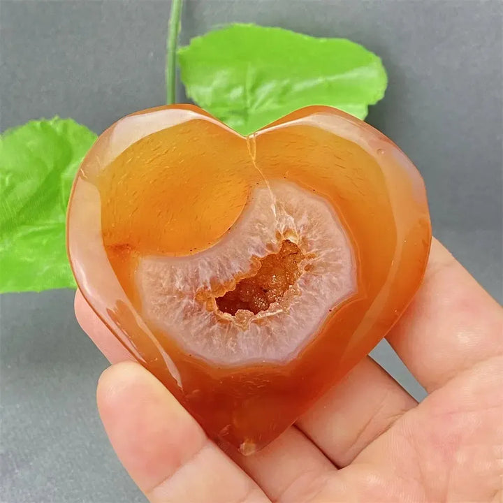 Natural Red Agate Geode Heart Shape Love Druze Heart Shape Home Decor Holiday Gift-Crystal Destiny-22 112g-Crystal Destiny