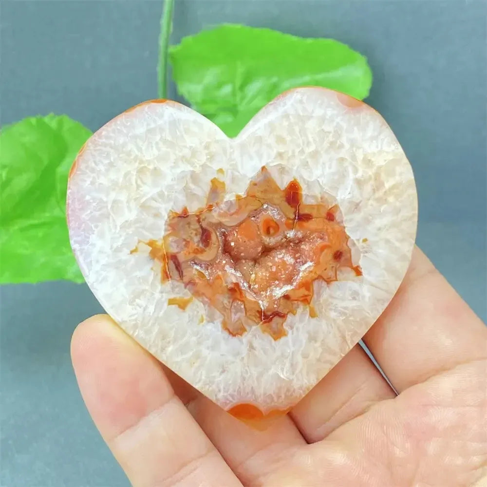 Natural Red Agate Geode Heart Shape Love Druze Heart Shape Home Decor Holiday Gift-Crystal Destiny-25 102g-Crystal Destiny