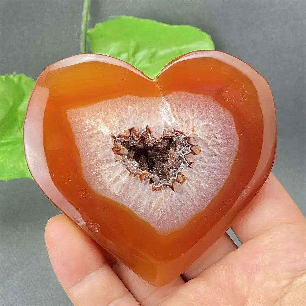 Natural Red Agate Geode Heart Shape Love Druze Heart Shape Home Decor Holiday Gift-Crystal Destiny-3 150g-Crystal Destiny
