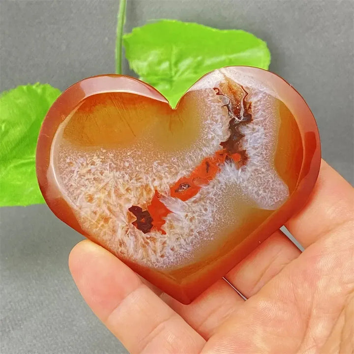 Natural Red Agate Geode Heart Shape Love Druze Heart Shape Home Decor Holiday Gift-Crystal Destiny-33 116g-Crystal Destiny