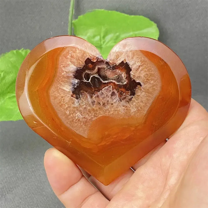 Natural Red Agate Geode Heart Shape Love Druze Heart Shape Home Decor Holiday Gift-Crystal Destiny-35 140g-Crystal Destiny
