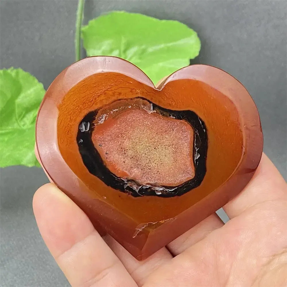 Natural Red Agate Geode Heart Shape Love Druze Heart Shape Home Decor Holiday Gift-Crystal Destiny-4 108g-Crystal Destiny
