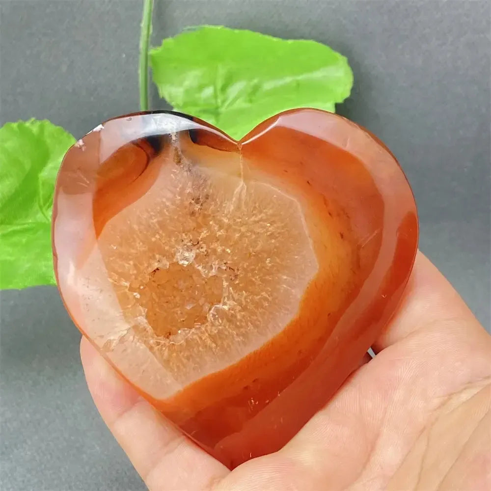 Natural Red Agate Geode Heart Shape Love Druze Heart Shape Home Decor Holiday Gift-Crystal Destiny-9 151g-Crystal Destiny