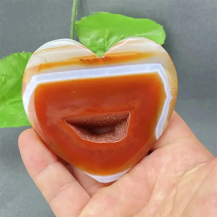 Natural Red Agate Heart Geode Stone: Unique Druzy Crystal Decor-Hearts-Ali-13 129g-Red Agate-Crystal Destiny