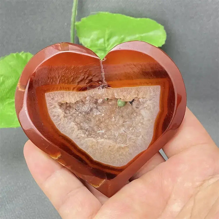 Natural Red Agate Heart Geode Stone: Unique Druzy Crystal Decor-Hearts-Ali-14 114g-Red Agate-Crystal Destiny