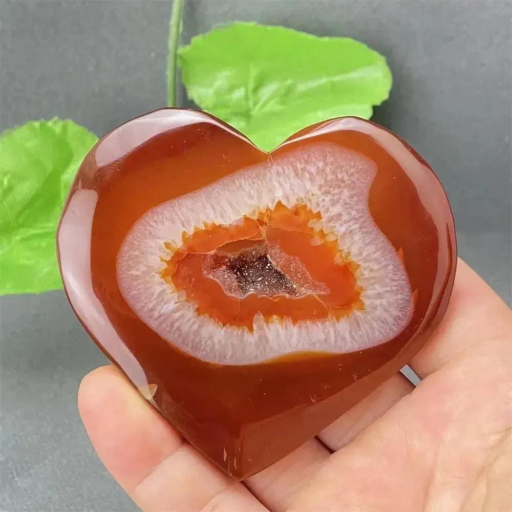 Natural Red Agate Heart Geode Stone: Unique Druzy Crystal Decor-Hearts-Ali-16 130g-Red Agate-Crystal Destiny