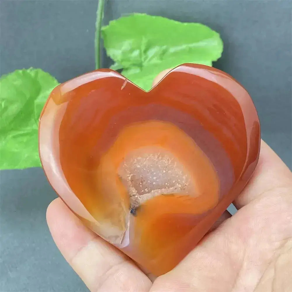 Natural Red Agate Heart Geode Stone: Unique Druzy Crystal Decor-Hearts-Ali-17 128g-Red Agate-Crystal Destiny
