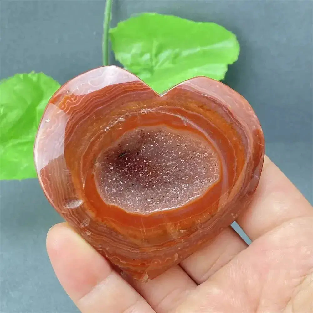 Natural Red Agate Heart Geode Stone: Unique Druzy Crystal Decor-Hearts-Ali-21 111g-Red Agate-Crystal Destiny