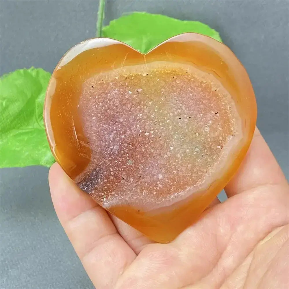 Natural Red Agate Heart Geode Stone: Unique Druzy Crystal Decor-Hearts-Ali-23 107g-Red Agate-Crystal Destiny