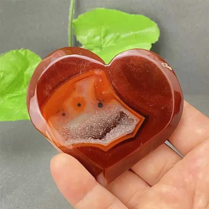 Natural Red Agate Heart Geode Stone: Unique Druzy Crystal Decor-Hearts-Ali-30 111g-Red Agate-Crystal Destiny