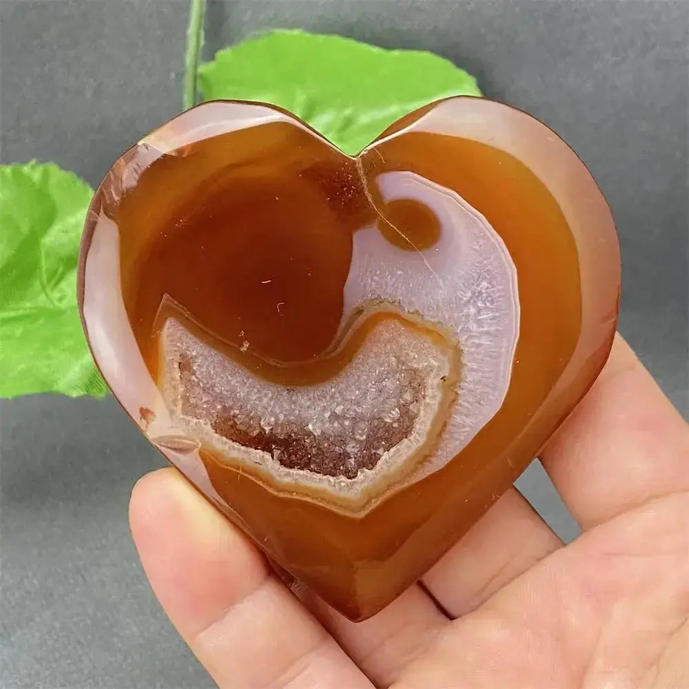 Natural Red Agate Heart Geode Stone: Unique Druzy Crystal Decor-Hearts-Ali-7 146g-Red Agate-Crystal Destiny
