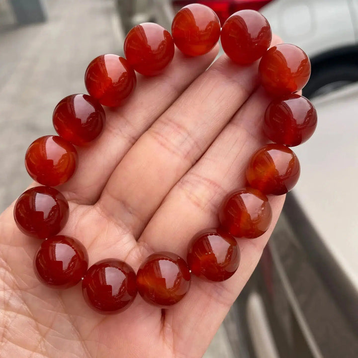 Natural Red Carnelian Beaded Bracelet