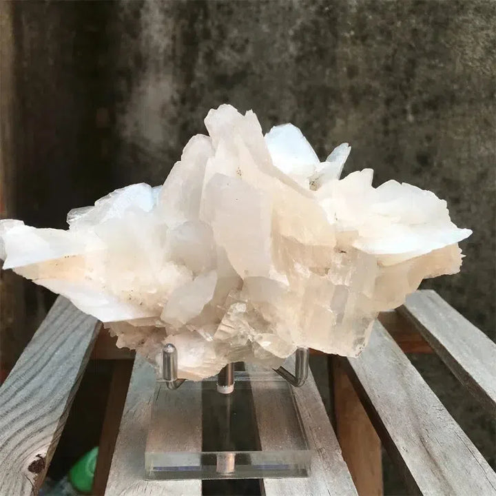 Natural Rose Petal Calcite Crystal Cluster UV Reactive