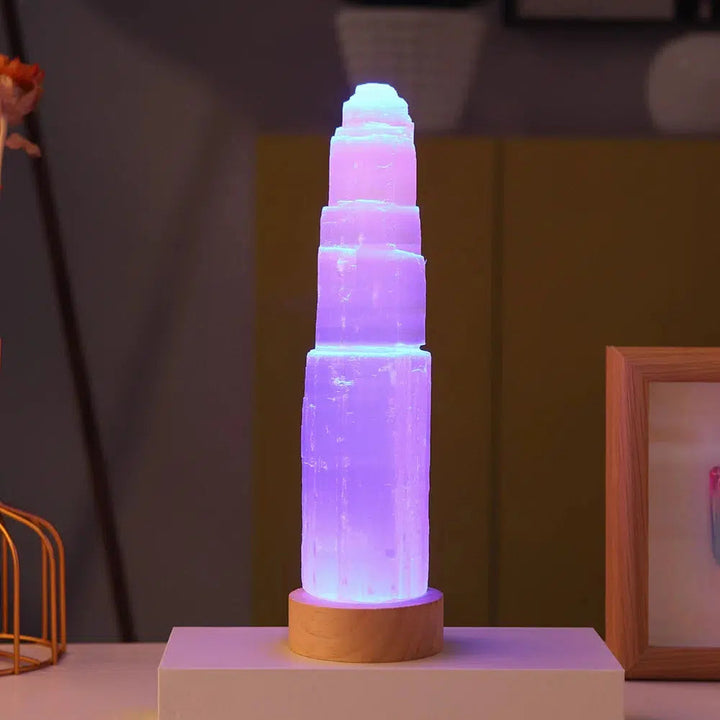 Natural Selenite Tower Lamp