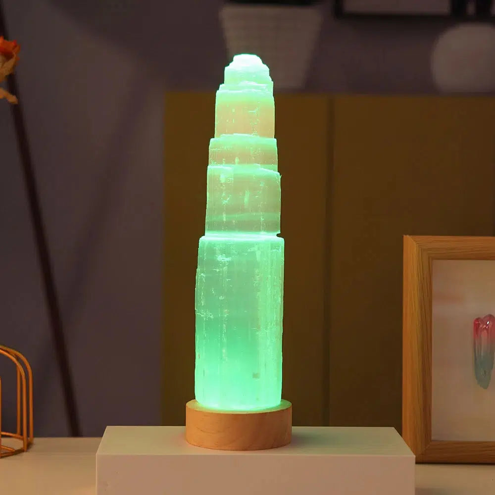 Natural Selenite Tower Lamp