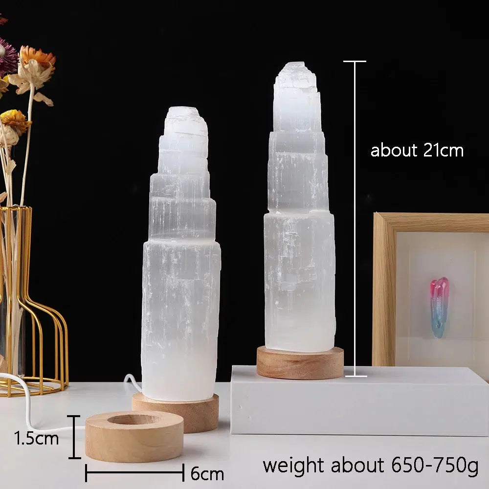 Natural Selenite Tower Lamp