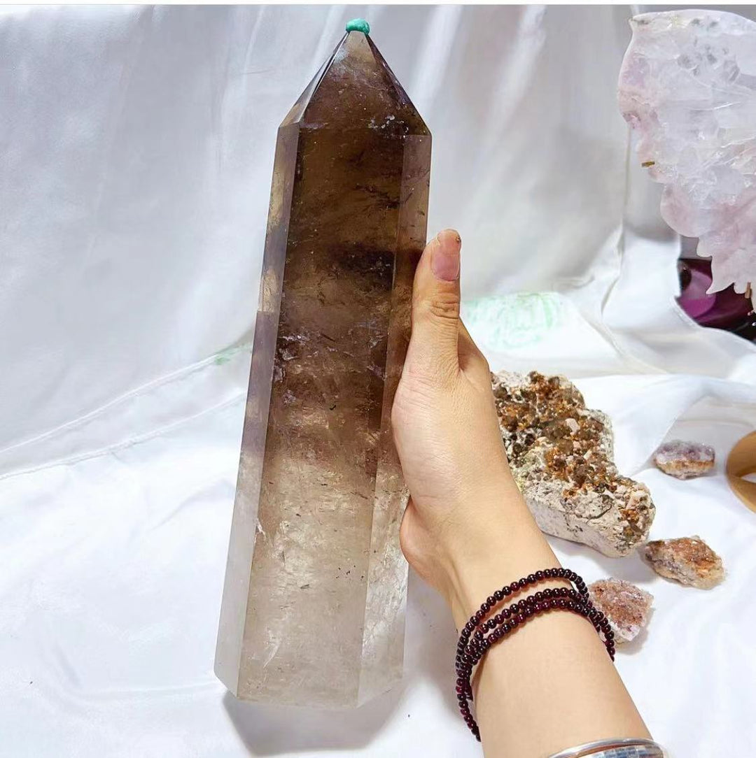 Natural Smoky Quartz Hexagonal Tower