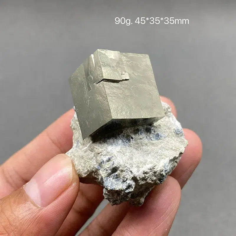 Natural Spanish Pyrite Cube on Matrix