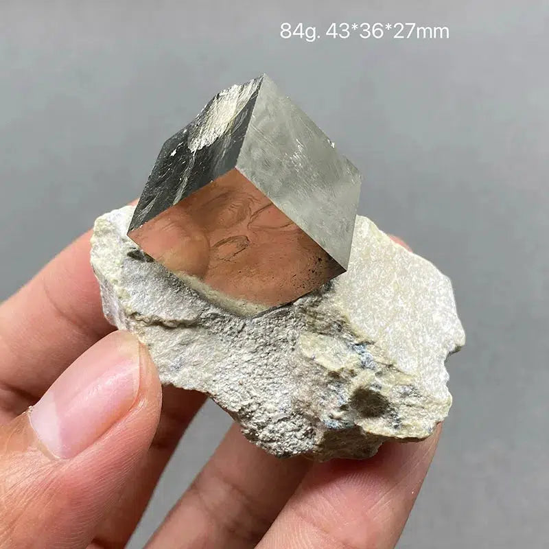 Natural Spanish Pyrite Cube on Matrix